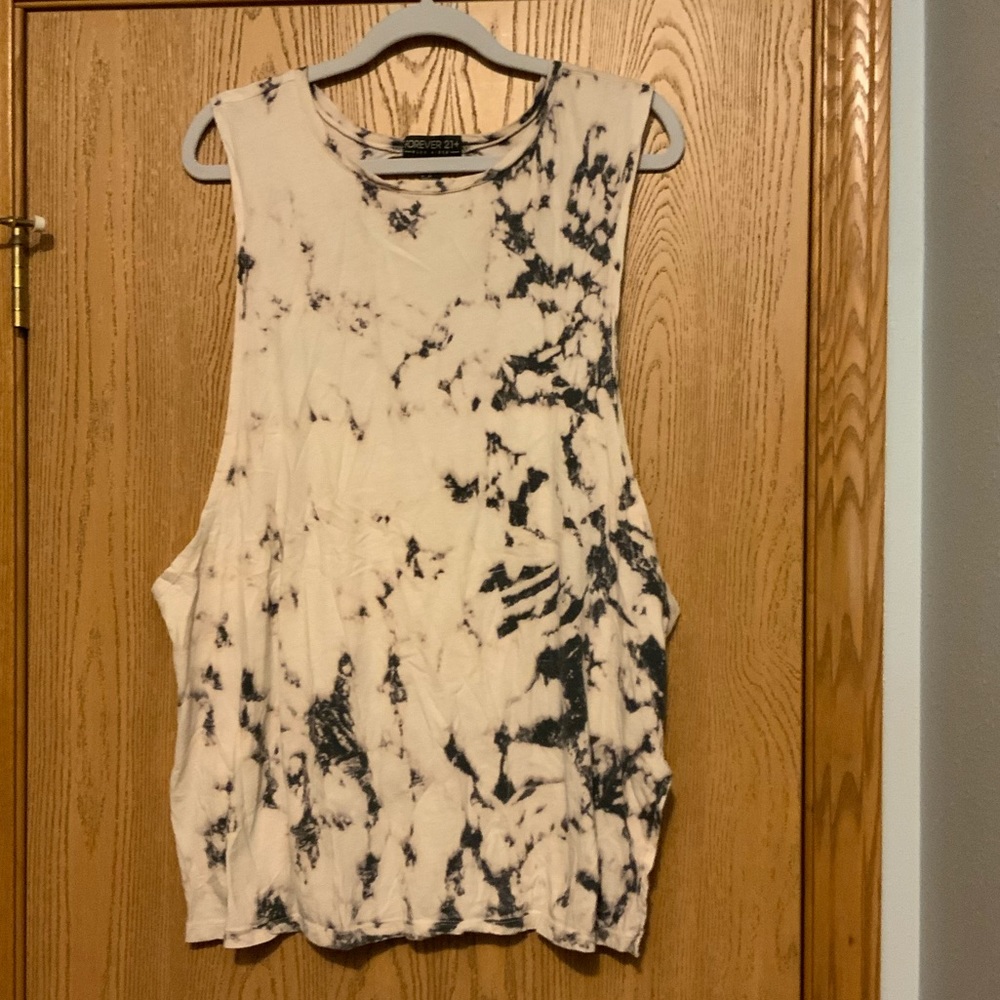 f21 acid wash/bleach design tank top, size 3x